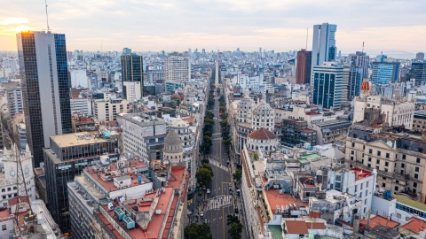 Aerial view of Diagonal Norte Avenue in Argentina