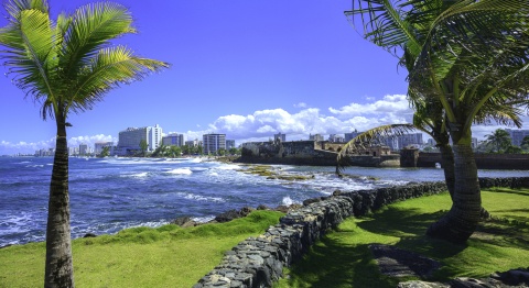 San Juan Puerto Rico viewed from an oceanside park