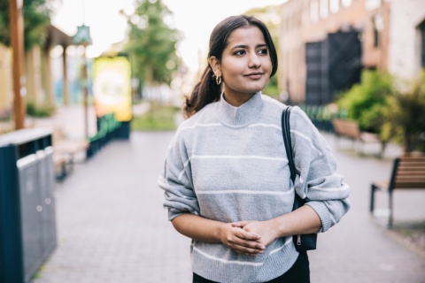 Businesswoman walking to the office in Sri Lanka