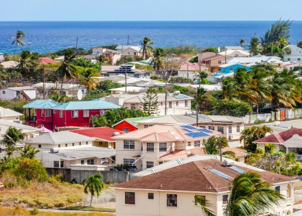 Aerial view of Christ Church in Barbados by the sea