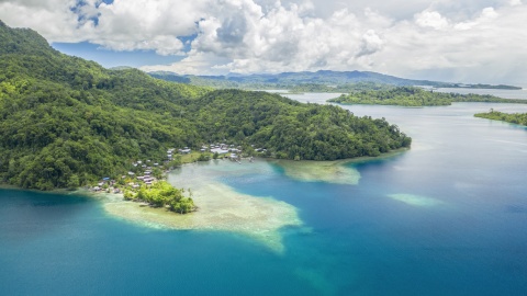 Coastal village scene in the south of Choiseul Island