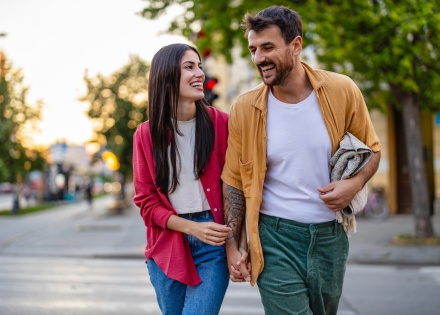 Couple walking together enjoying Bulgaria’s public holidays