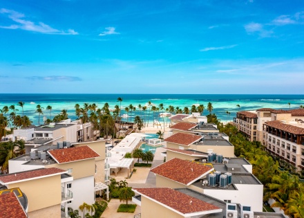 Tropical beach apartment complex in Dominican Republic