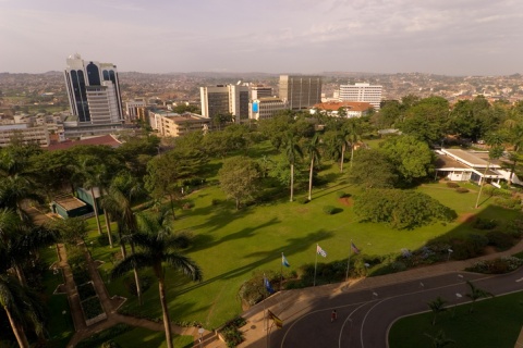 View from a tall building of a park in Kampala City, Uganda
