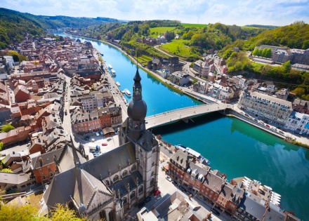 Pont Charles de Gaulle bridge over Meuse river in Dinant Belgium