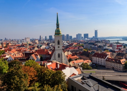 St Martin Cathedral and the old town in Bratislava Slovakia