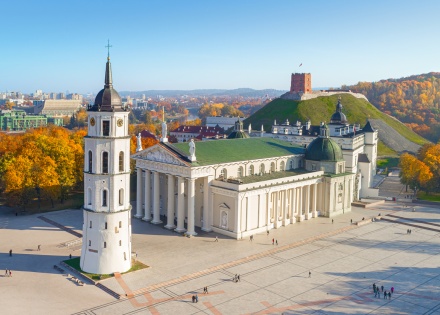Aerial view of Cathedral Square in Vilnius Lithuania